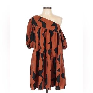 SHEIN One Shoulder Dress in Black and Brown